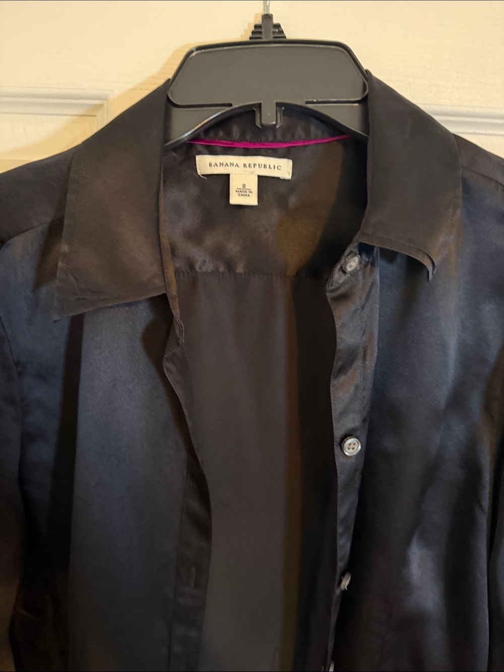 Banana Republic Black Satin Button-Front Shirt